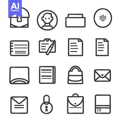 Premium design asset: A Set of Sixteen Line Icons Representing Various Objects and Concepts