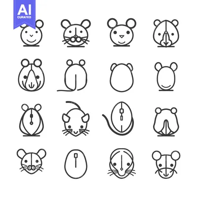 Aset premium populer: A Set of Sixteen Mouse Icons with Various Styles