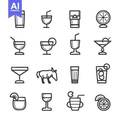 Popular premium asset: A Set of Sixteen Outline Drink Icons