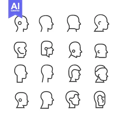 Popular premium asset: A Set of Sixteen Outline Head Icons in Profile View