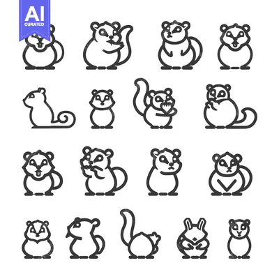Popular premium asset: A Set of Sixteen Outline Illustrations Depicting Various Poses of a Sq