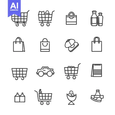 Popular premium asset: A Set of Sixteen Shopping Cart, Shopping Bag, and Other Related Icons