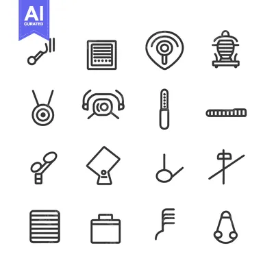 Aset premium populer: A Set of Sixteen Simple Line Icons
