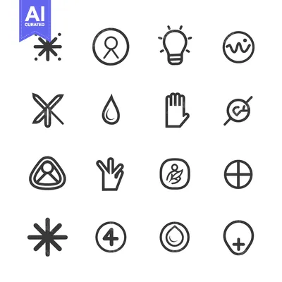 Popular premium asset: A Set of Sixteen Simple Line Icons on a White Background