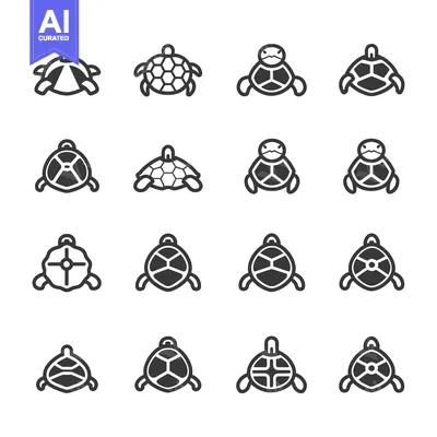 Aset premium populer: A Set of Sixteen Turtle Icons in Various Poses