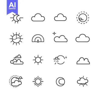 Aset premium populer: A Set of Sixteen Weather-Related Icons