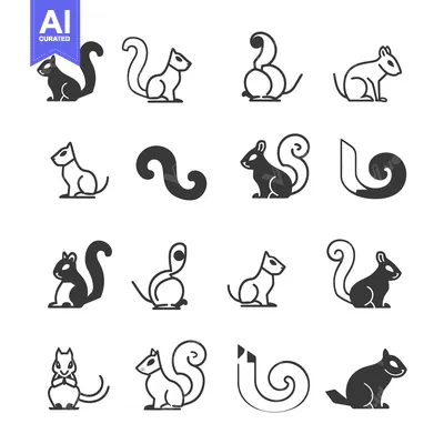 Aset premium populer: A Set of Squirrel Icons in Different Styles and Colors