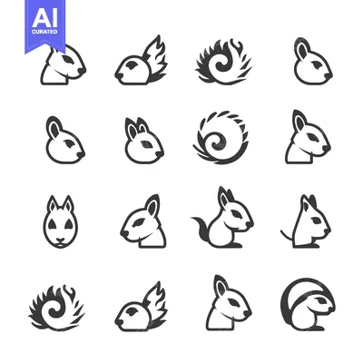 Premium design asset: A Set of Squirrel Icons in Various Poses and Styles