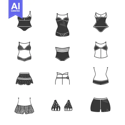 Aset desain premium: A Set of  Swimsuit Silhouettes