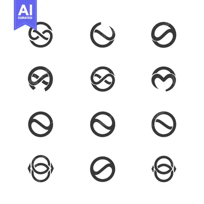 Aset desain premium: A Set of Twelve Abstract Circle Infinity Symbols