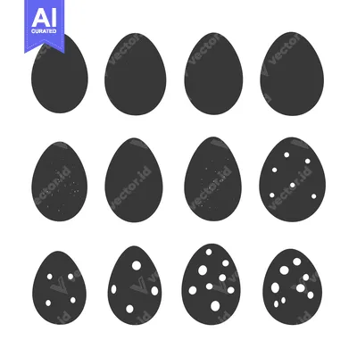 Aset premium populer: A Set of Twelve Black and White Easter Egg Silhouettes