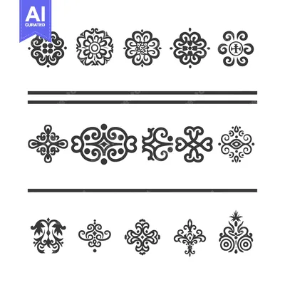 Aset premium populer: A Set of Twelve Black and White Ornamental Designs