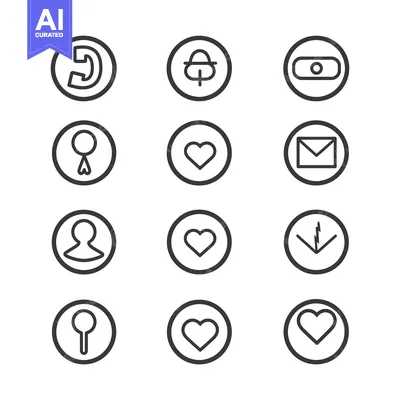 Popular premium asset: A Set of Twelve Circular Icons with Various Outline Symbols