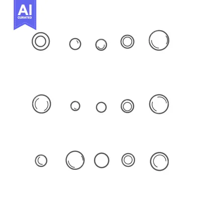 Aset desain premium: A set of twelve grey outlined circles, arranged in three rows of four,