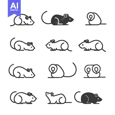 Aset desain premium: A Set of Twelve Line Drawings of Mice