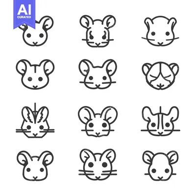 Popular premium asset: A Set of Twelve Line Drawings of Mouse Heads