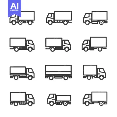 Popular premium asset: A Set of Twelve Outline Delivery Truck Icons