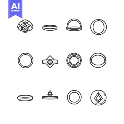 Aset desain premium: A Set of Twelve Outline Rings and Circles