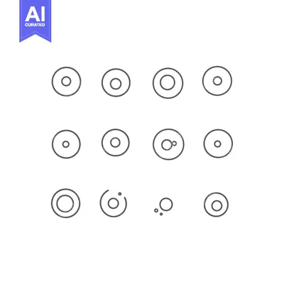 Aset desain premium: A set of twelve simple circle line icons with variations