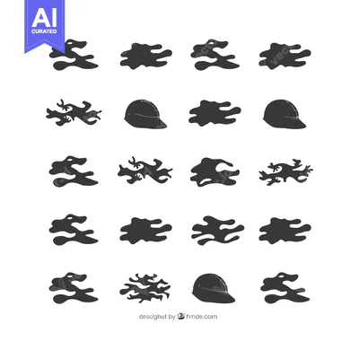 Premium design asset: A Set of Twenty Black and White Abstract Shapes Including a Baseball C