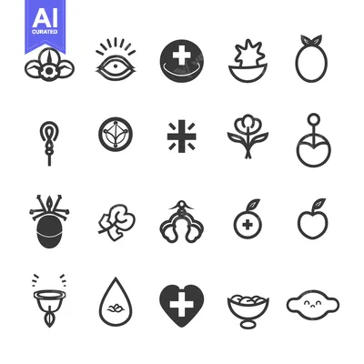 Premium design asset: A Set of Twenty Black and White Line Art Icons