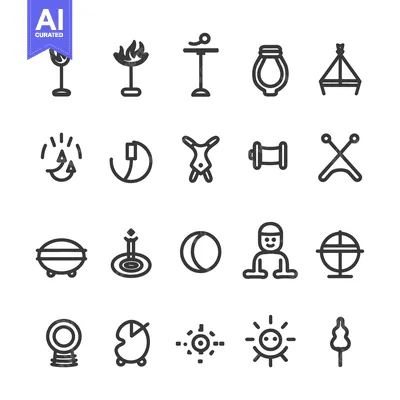 A Set of Twenty Black and White Outline Icons