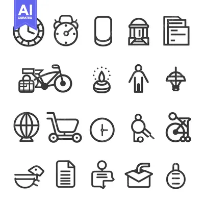 Popular premium asset: A Set of Twenty Black and White Outline Icons