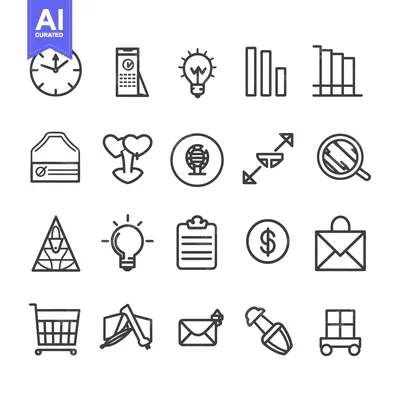 Aset premium populer: A Set of Twenty Business and Finance Line Icons