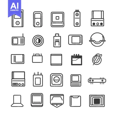 Aset premium populer: A Set of Twenty-Five Retro-Style Electronic Device Icons