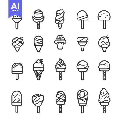 Popular premium asset: A Set of Twenty Ice Cream and Popsicle Icons