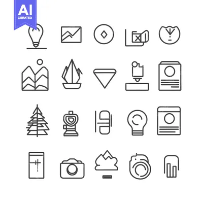A Set of Twenty Line Icons Representing Diverse Concepts