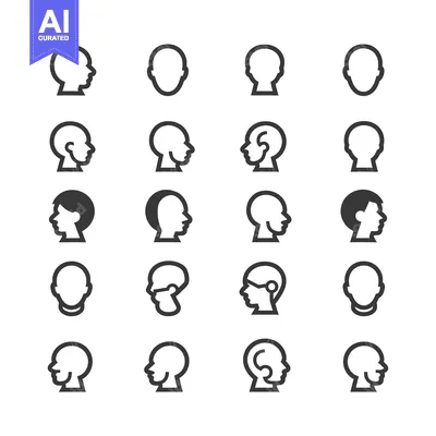 Aset premium populer: A Set of Twenty Profile Silhouettes of Human Heads