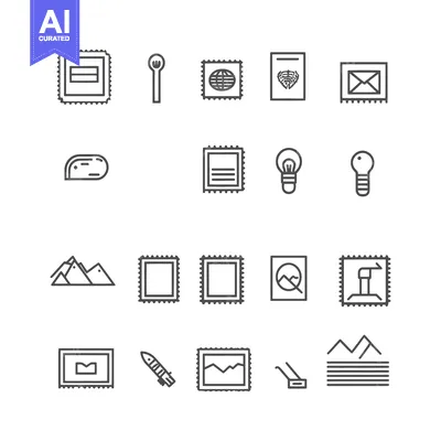 Premium design asset: A Set of Twenty Simple Line Icons in Black and White