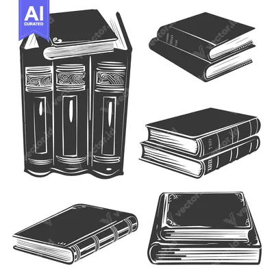 Aset premium populer: A Set of Vintage Book Illustrations in Black and White