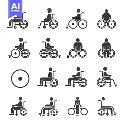 Aset premium populer: A Set of Wheelchair Icons Representing Different Types of Chairs