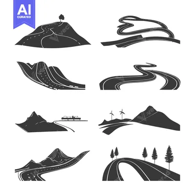 Aset desain premium: A Set of Winding Roads in Diverse Landscapes