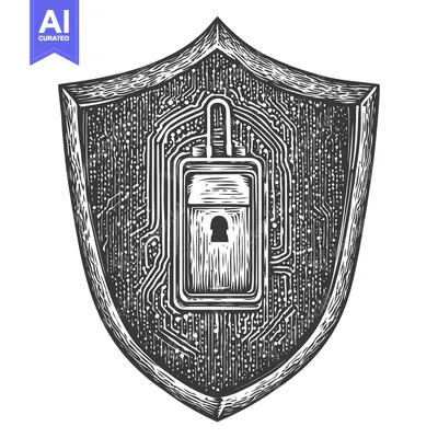 Aset premium populer: A Shield Enclosing a Circuit Board with a Keyhole