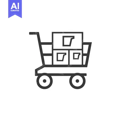 Aset premium populer: A shopping cart filled with boxes and two wheels