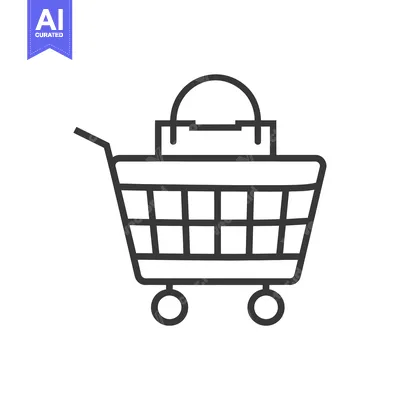 Aset premium populer: A Shopping Cart Icon with a Bag on Top