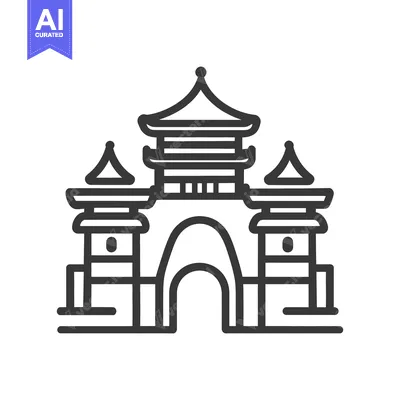Popular premium asset: A minimalist illustration of a traditional Asian architectural structu