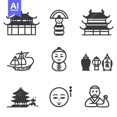 Popular premium asset: Various icons depicting elements of chinese and oriental culture