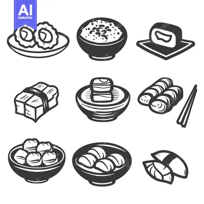 Popular premium asset: Vector illustrations of various types of traditional food items