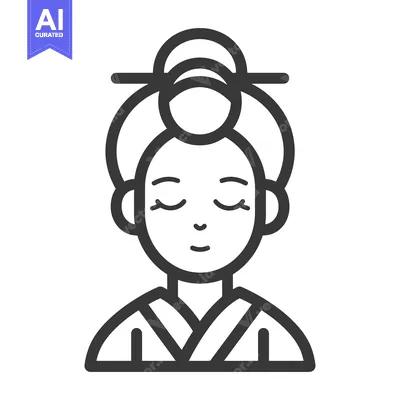 Aset premium populer: A stylised illustration of a woman wearing traditional headwear
