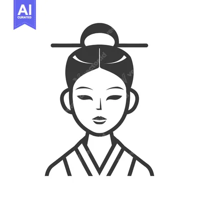 Popular premium asset: A stylized black and white portrait of an asian woman