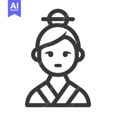 Premium design asset: Simplified illustration of an asian woman with traditional hair adornm