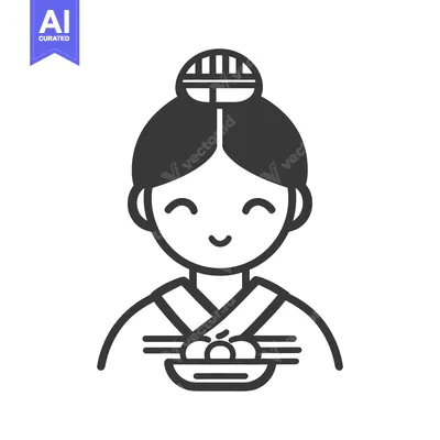 Popular premium asset: A smiling cartoon woman holds food in a small bowl