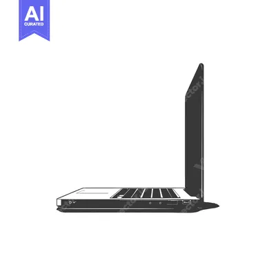 Aset desain premium: A Side View of a Closed Laptop with Screen Up
