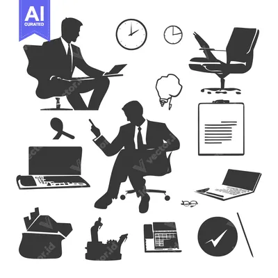 Premium design asset: A Silhouetted Illustration of Two Businessmen Working at Their Desks