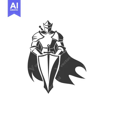 Premium design asset: A Silhouetted Knight Holding a Sword and Shield