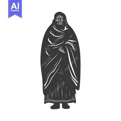 Aset desain premium: A Silhouetted Man Wearing Traditional Arab Clothing